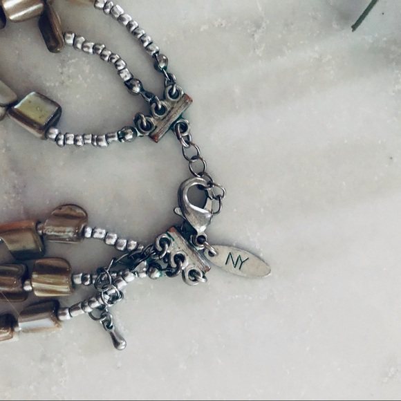 Turquoise Stone Statement Necklace Triple Strand - Picture 5 of 7